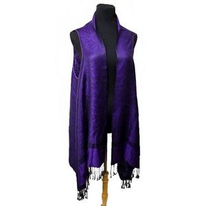 Two tone paisley & floral printed silk kimono vest